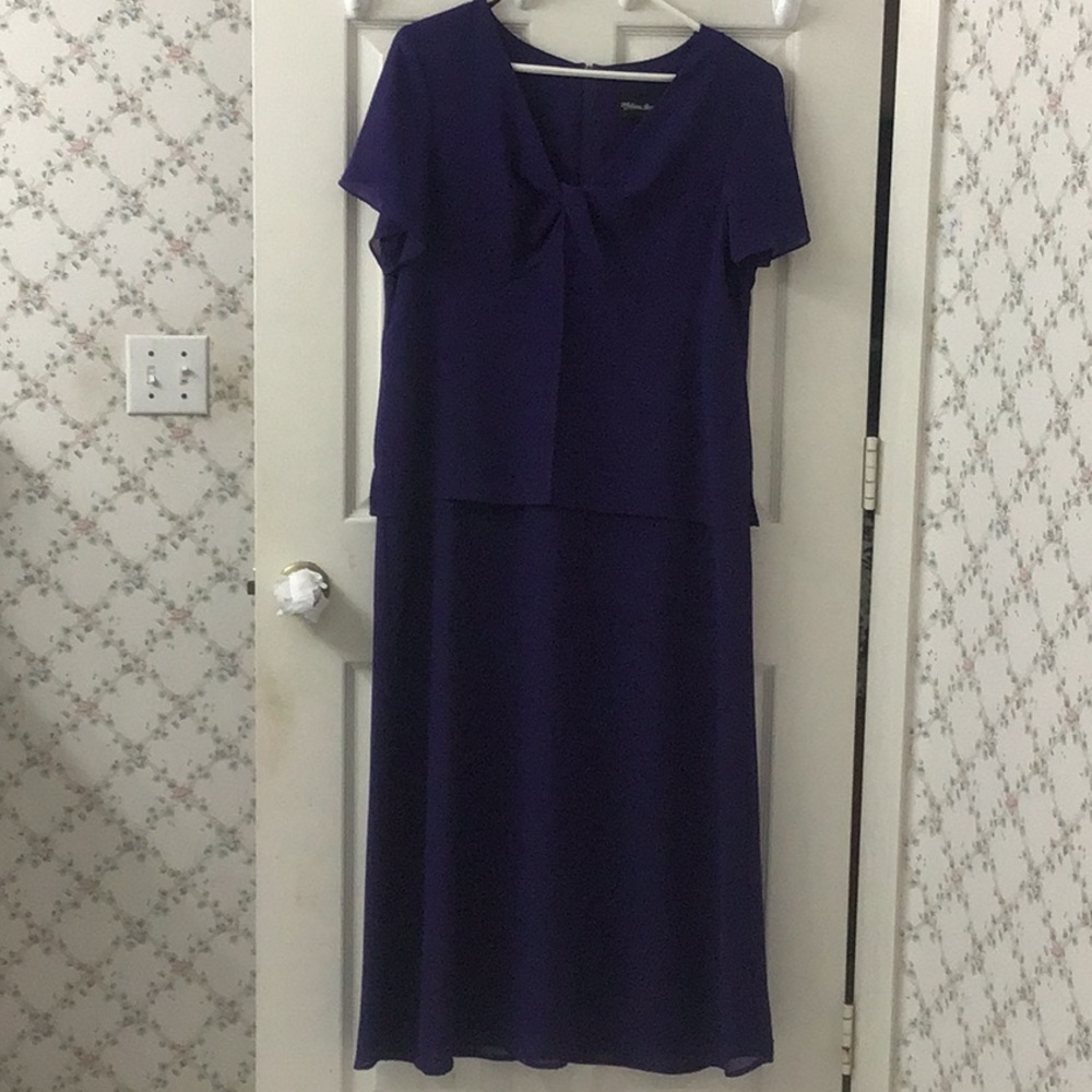 Melissa Harper Vintage Sz 14 Dark Purple Formal/MOB Faux 2 Piece Maxi Dress NWOT
